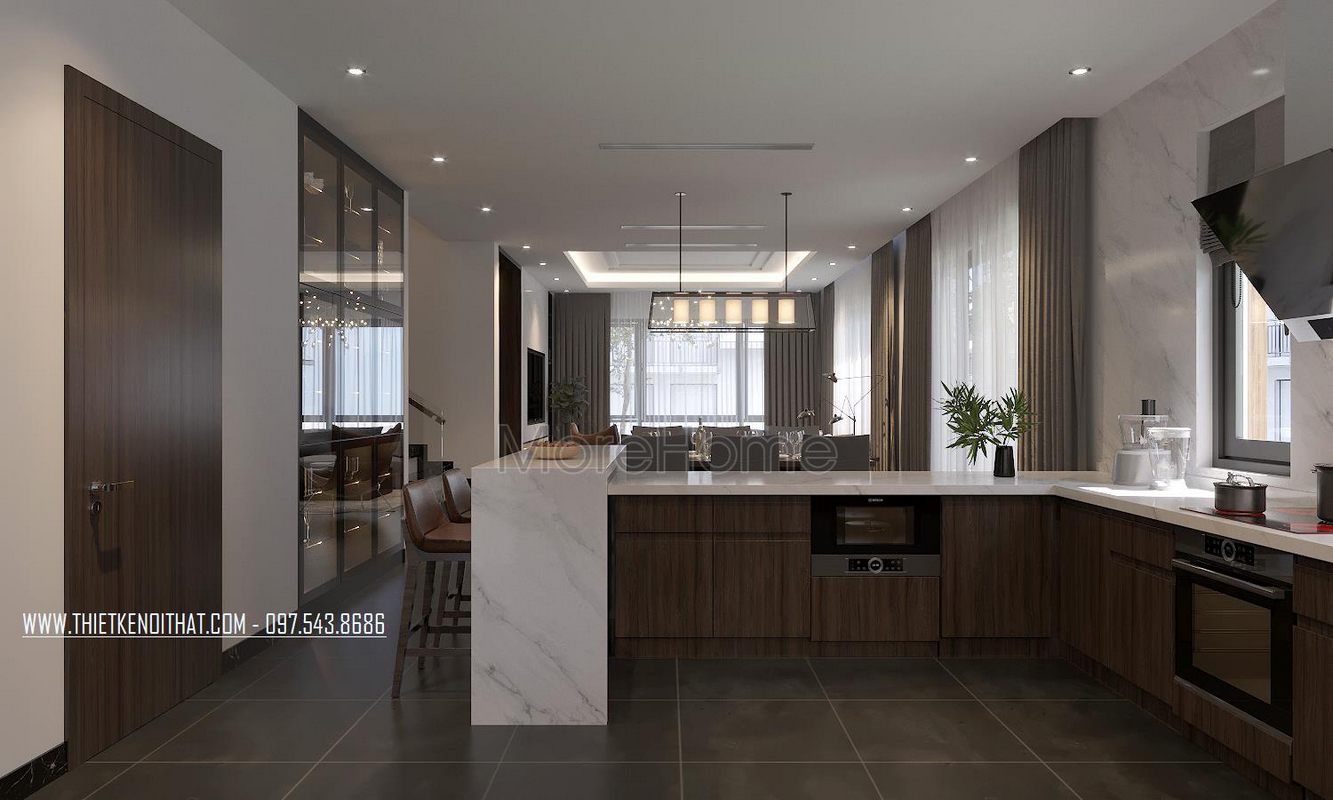 Thiết kế nội thất phòng bếp biệt thự Ecopark Văn Giang 